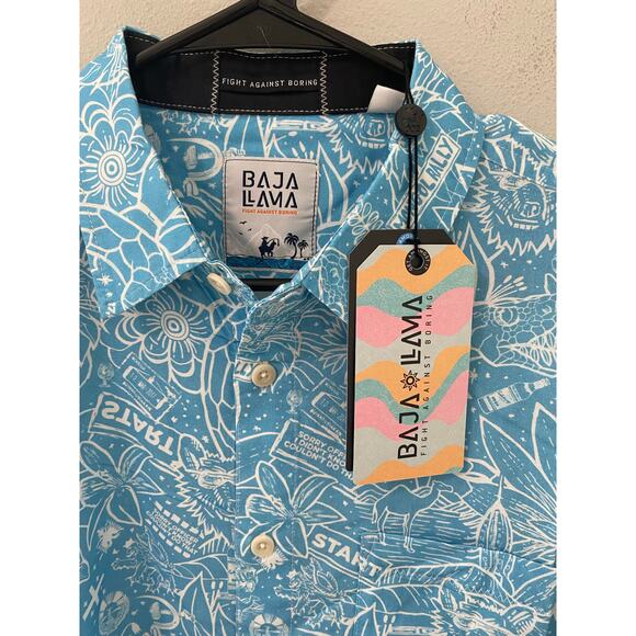 New BAJA LLAMA Button Up Short Sleeve Shirt Size Small - Picture 5 of 5